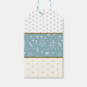 Blauw, Wit, Tan Polka Dots, Sneeuwvlokken & Sterre Cadeaulabel (Voorkant)