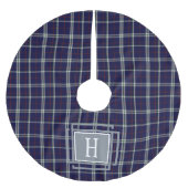 Blauw wit Tartan Monogram Kerstboom Rok (Voorkant)