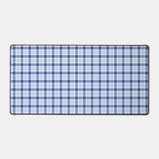 Blauw Wit Tartan Plaid Patroon Bureaumat (Voorkant)