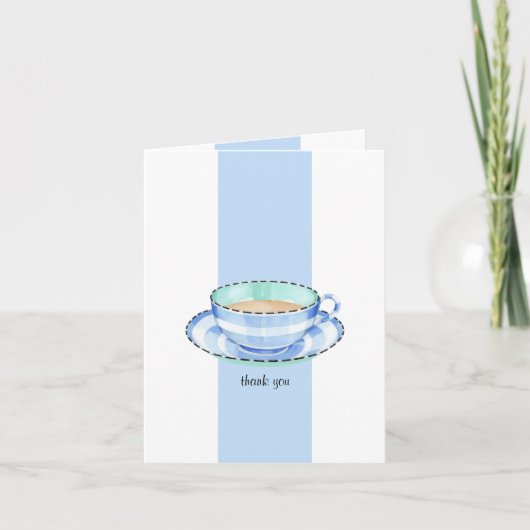 Blauw Wit Teacup wit blauw Bedankt Opmerking Kaart (Voorkant)