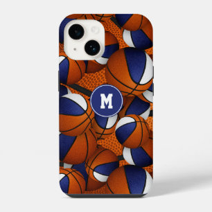 Blauw wit team kleuren basketbal sport patroon iPhone 14 hoesje