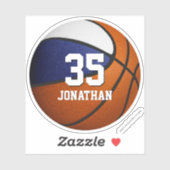 blauw wit team kleuren basketbal sticker (Vel)