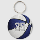 blauw wit team kleuren basketbalspelers sleutelhanger (Voorkant)