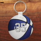 blauw wit team kleuren basketbalspelers sleutelhanger (Voorkant)