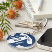 Blauw Wit Team Kleuren Custom Boys Volleybal Sleutelhanger (Voorkant Rechts)