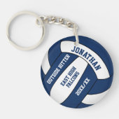 Blauw Wit Team Kleuren Custom Boys Volleybal Sleutelhanger (Voorkant)