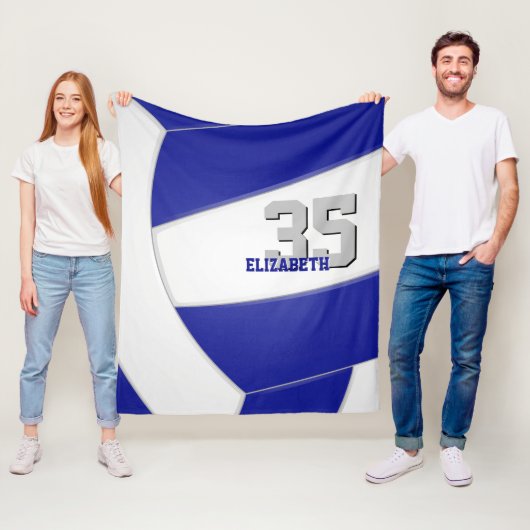 Blauw Wit Team Kleuren Ginormous Volleybal Fleece Deken (In situ)