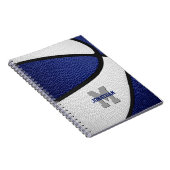 blauw wit team kleuren jongens basketbal notitieboek (Rechterzijde)
