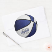 blauw wit team kleuren jongens basketbal ronde sticker (Envelop)