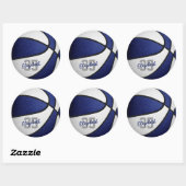 blauw wit team kleuren jongens basketbal ronde sticker (Vel)