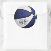 blauw wit team kleuren jongens basketbal ronde sticker (Tas)