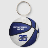 blauw wit team kleuren jongens basketbal sleutelhanger (Achterkant)