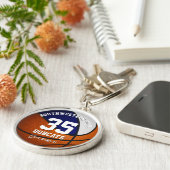 blauw wit team kleuren jongens basketbal sleutelhanger (Zijkant)