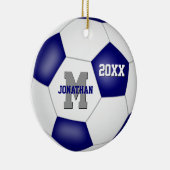 blauw wit team kleuren jongens voetbal keramisch ornament (Rechts)