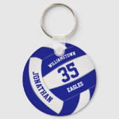 blauw wit team kleuren jongens volleybal sleutelhanger (Voorkant)