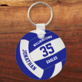 blauw wit team kleuren jongens volleybal sleutelhanger (Voorkant)