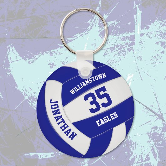 blauw wit team kleuren jongens volleybal sleutelhanger