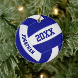 blauw wit team kleuren meisje sport volleybal keramisch ornament