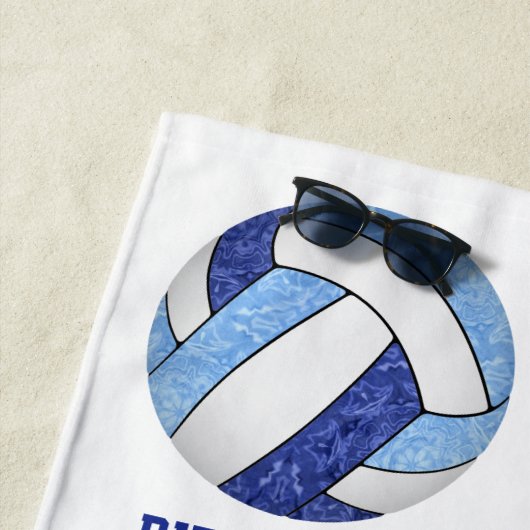 Blauw Wit Team Kleuren Naam Volleyballen Strandlaken (In situ)