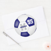 blauw wit team kleuren voetbal gepersonaliseerd ronde sticker (Envelop)