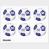 blauw wit team kleuren voetbal gepersonaliseerd ronde sticker (Vel)