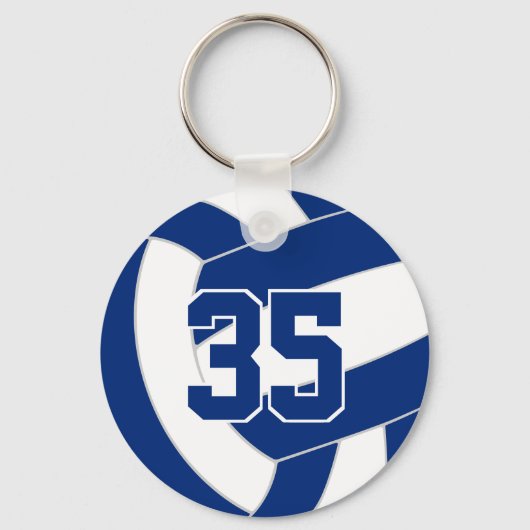 blauw wit team kleuren volleybal speler sleutelhanger (Voorkant)