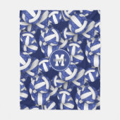 blauw wit team kleuren volleybalkamer decor fleece deken (Voorkant)