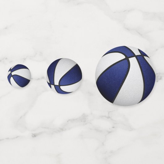 Blauw-wit team kleurt basketbalfeest confetti (Achterkanten)