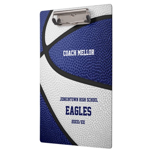 blauw wit team met basketbal klembord (Links)