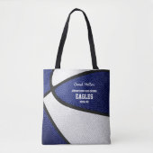 blauw wit team met basketbal tote bag (Voorkant)