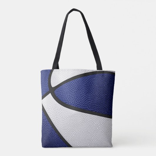 blauw wit team met basketbal tote bag (Achterkant)
