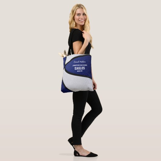 blauw wit team met basketbal tote bag (Op model)