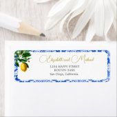 Blauw Wit Tegel Citroen Elegant Modern Chique Brui Etiket (Insitu)