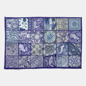 Blauw Wit Tegel Ontwerp Antiek Vintage Modern Theedoek (Horizontaal)