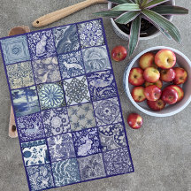 Blauw Wit Tegel Ontwerp Antiek Vintage Modern