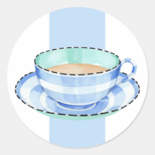 Blauw Wit Theekopje wit blauw Sticker