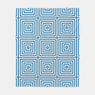 Blauw & Wit Tiled Nested Box Herhaal Patroon Fleece Deken