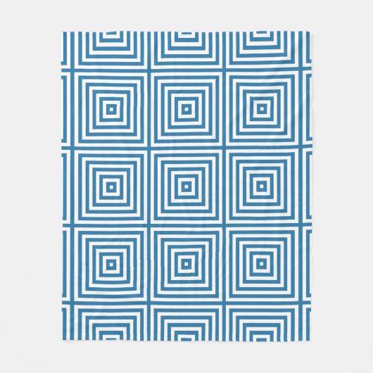 Blauw & Wit Tiled Nested Box Herhaal Patroon Fleece Deken (Voorkant)