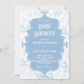 Blauw Wit Toile Bow Beer Baby Boy Shower Kaart (Voorkant)