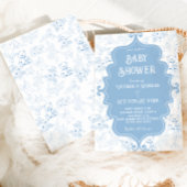 Blauw Wit Toile Bow Beer Baby Boy Shower Kaart
