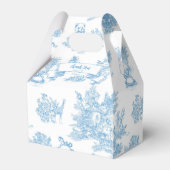 Blauw-wit Toile de Jouy Baby shower Bedankdoosjes (Achterkant)