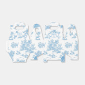 Blauw-wit Toile de Jouy Baby shower Bedankdoosjes (Uitgevouwen)