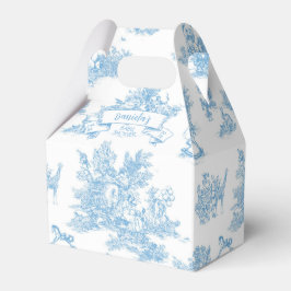 Blauw-wit Toile de Jouy Baby shower Bedankdoosjes