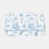Blauw-wit Toile de Jouy Baby shower Bedankdoosjes (Uitgevouwen)