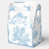 Blauw-wit Toile de Jouy Baby shower Bedankdoosjes (Geopend)