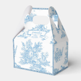 Blauw-wit Toile de Jouy Baby shower Bedankdoosjes