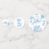 Blauw-wit Toile de Jouy Baby shower Confetti (Voorkanten)