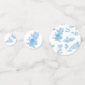 Blauw-wit Toile de Jouy Baby shower Confetti (Achterkanten)