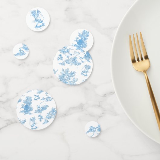 Blauw-wit Toile de Jouy Baby shower Confetti (Groep)