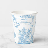 Blauw-wit Toile de Jouy Baby shower Papieren Bekers (Achterkant)
